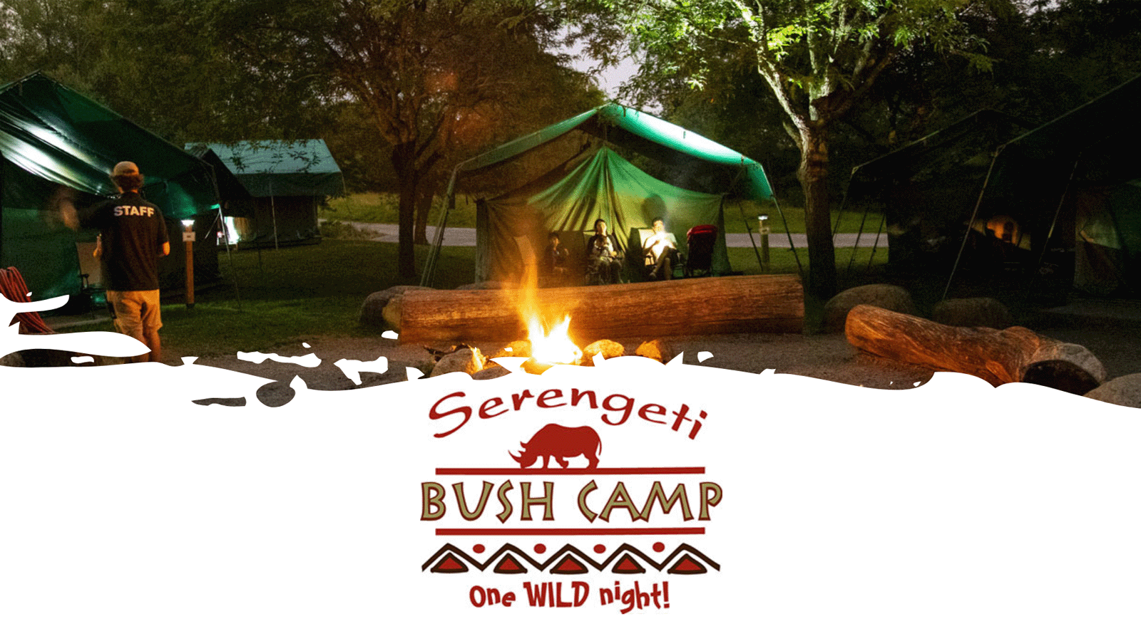 Toronto Zoo Serengeti Bush Camp canvas tents and African Savanna area for overnight wildlife adventure experience